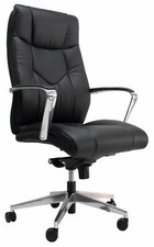 Poltrona da Ufficio Direzionale Presidenziale in Pelle Nera con Alzata a gas
