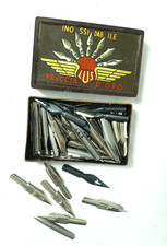 vecchia scatola BACHELITE  PENNINI PENNA STILOGRAFICA LUS FRECCIA D'ORO VINTAGE