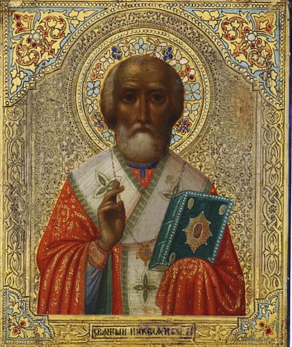 Icona russa antica san nicola - ,