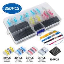 250pz Termorestringente Impermeabile Butt Filo Giunzione Connettori Terminali a Crimpare