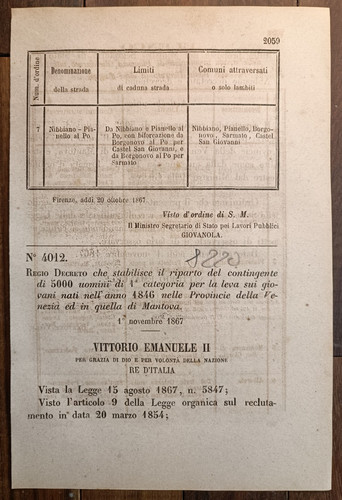 Venezia mantova 1867 regio - venezia, e