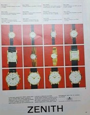 ZENITH Orologi - Rara Pubblicità ORIGINALE D'epoca 1963 Mod. Vari