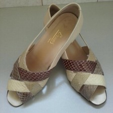 Scarpe decolte donna vintage crema beige pelle molto morbida n 39 tacco basso co