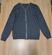 Cardigan donna "Beatrice Ferri" con cerniera integrale e strass (grigio scuro)