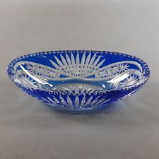 Centrotavola Cristallo Bohemia Czech Blu Cobalto Soprammobile Vintage Anni ‘70