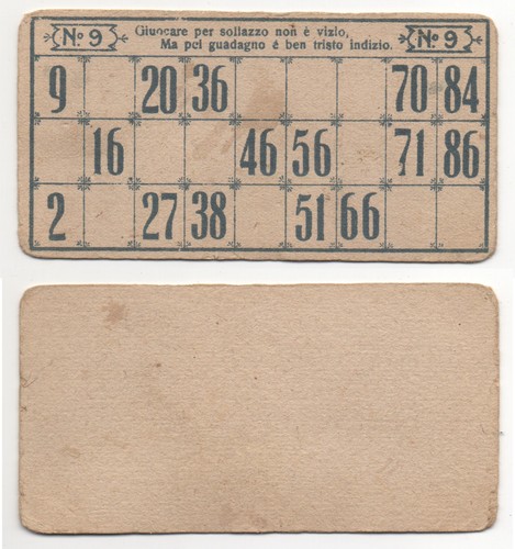 Antica cartella per tombola - antica, la