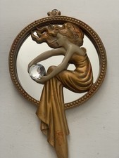 Specchio Art Decò Design Toscano Resina Tono Oro Signora del Lago Decorazione Parete