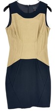 TED BAKER Abito Senza Maniche Nero/Beige 100% Seta Taglia 2 - S
