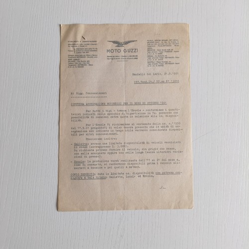 1961 moto guzzi - 1961, ufficio