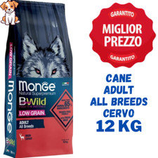 MONGE BWILD CANE ADULT All Breeds Low Grain CERVO Sacco 12kg - 12 kg