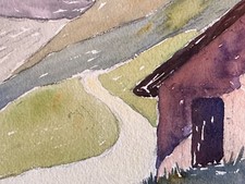 Antico Disegno Paesaggio Chalet Di Montagna Ovile Cima Estate Matteo Brondy