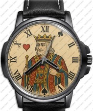 Orologio Da Polso In Pelle Con Tema Carte Re Di Cuori