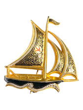 Spilla nave galeone damascato