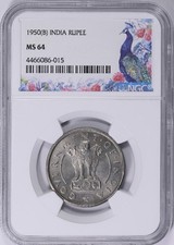 1950 (B) India una rupia. NGC