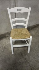 N.2 SEDIE IN LEGNO CON SEDUTA IN PAGLIA SHABBY CHIC COLORE BIANCO