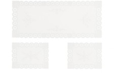 Centrino Tris 3 Pezzi Puro Lino Burano Bianco Ecrù Lavorazione Artigianale