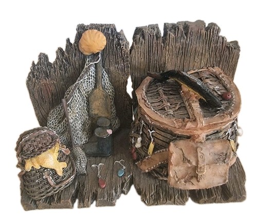 Vintage style fishing bookends - vintage,