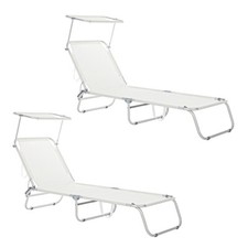 COPPIA LETTINO BRANDINA ALLUMINIO PIEGHEVOLE CAMPEGGIO MARE SPIAGGIA  BIANCO