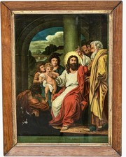 Antico dipinto olio - , vetro