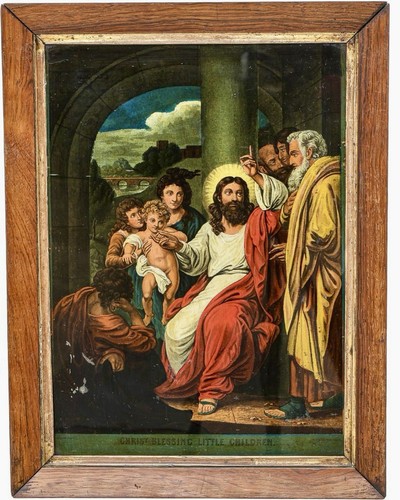 Antico dipinto olio vetro - dipinto, su