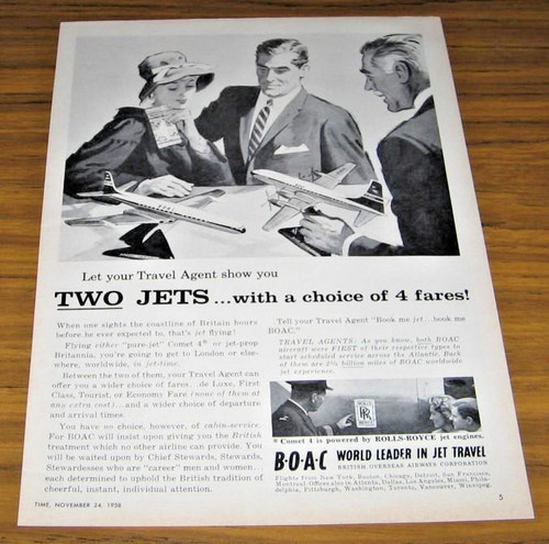 1958 annuncio vintage boac - 1958,