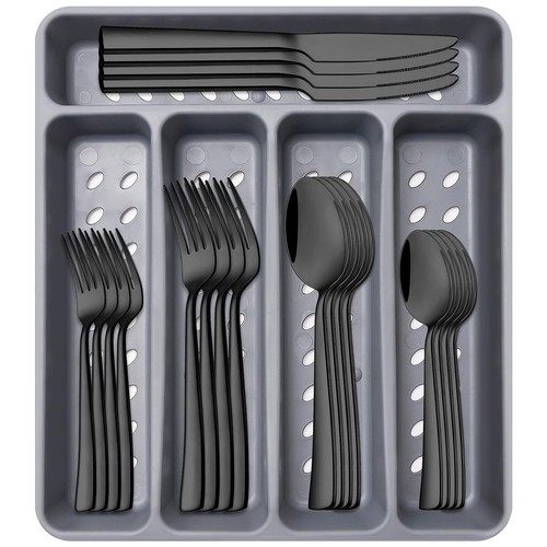 Set argenteria nera - set, pezzi