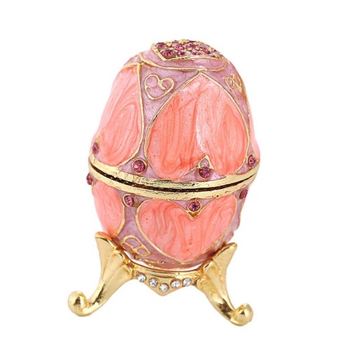 Rose émail strass oeuf - rose,