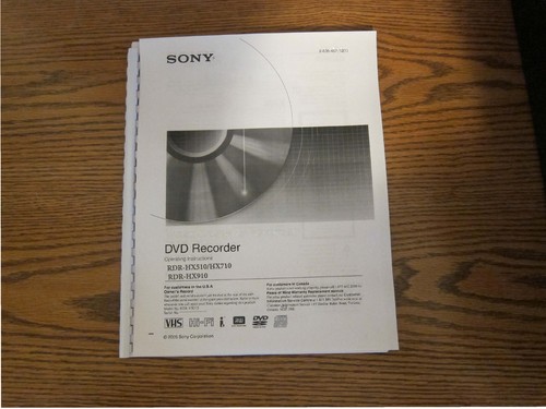 Sony rdr hx510 - rdr-hx510, rdr-hx710