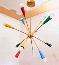 Metà Secolo Stile Italiano Sputnik Lampadario Casa Luce 12 Braccio Décor Ottone