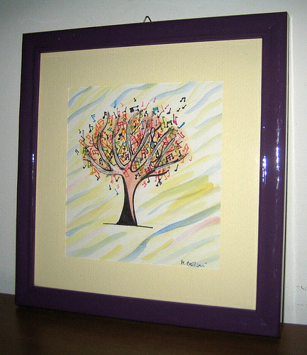 Acquerello albero musicale - acquerello,