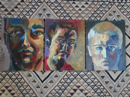 Tre ritratti olio su - ritratti,
