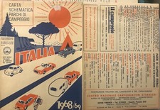 camper  CARTA SCHEMATICA PARCHI DI CAMPEGGIO ITALIA 1968/69