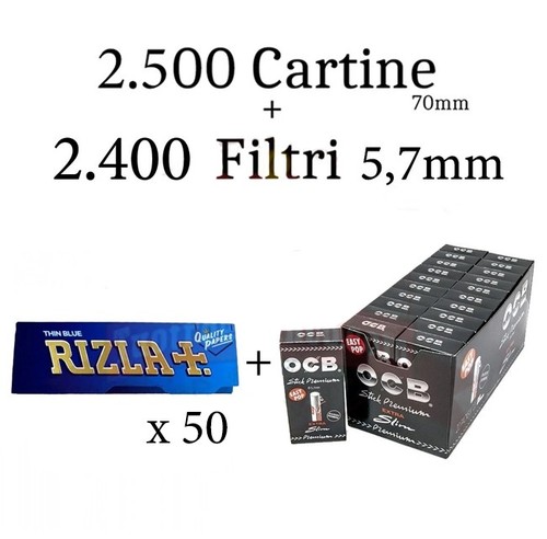 500 cartine rizla blu - 2.500,