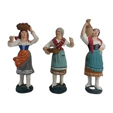 LOTTO 3 PASTORI ANTICHI STATUINE PRESEPE NAPOLETANO ANNI '50 TERRACOTTA 14 CM 