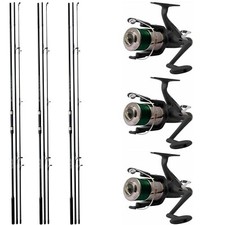 Canna Pesca Carpfishing con Mulinello Kit Canne Carpa Carp Fishing tre pezzi