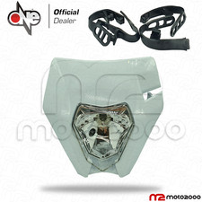 MASCHERA MASCHERINA ANTERIORE BIANCA CON FARO LUCE UNIVERSALE MOTO CROSS MOTARD