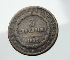 regno di sardegna carlo felice 3 centesimi rame 1826 zecca torino come foto