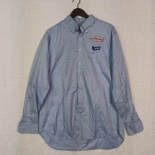 GAS CAMICIA TAMOIL TEAM HEMD XL, COTTON SHIRT WORKWEAR BUTTON DOWN BLU CHIARO 