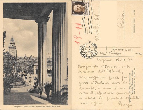 Cartolina bergamo piazza v - cartolina, bergamo.