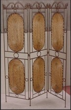 Separè Paravento In Ferro Battuto E Rattan cm 135x175 Miglior Prezzo