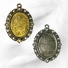 2 PEZZI Basi Cammeo Ovale Anticato 25x18mm ciondolo pendente castone cabochon