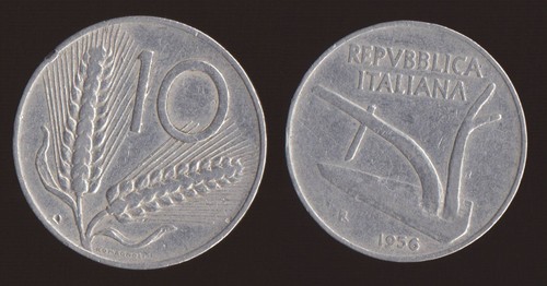 Lire 1956 spighe aratro - aratro,