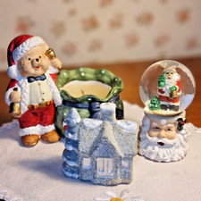 Natale Vintage - Lotto Noel 6: Palla di neve + Portacandela cane + Mini casetta