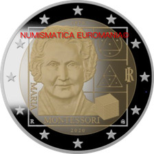 2 EURO ITALIA 2020 - MONTESSORI FDC DA ROTOLINO