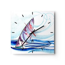 Orologio da Parete in Vetro 40x40cm Windsurf grafica illustrazione estate