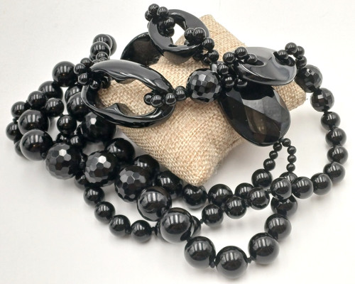 Collana lunga vetro nero - collana, con