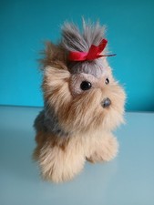 "TRUDI" peluche vintage, Cane Yorkshire Terrier, colore grigio e marrone,h.17 cm