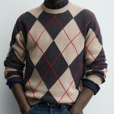 Zara Men's Diamond Jacquard