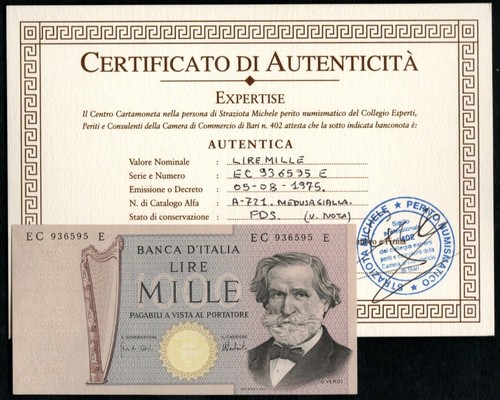 Banconota con certificato - con,