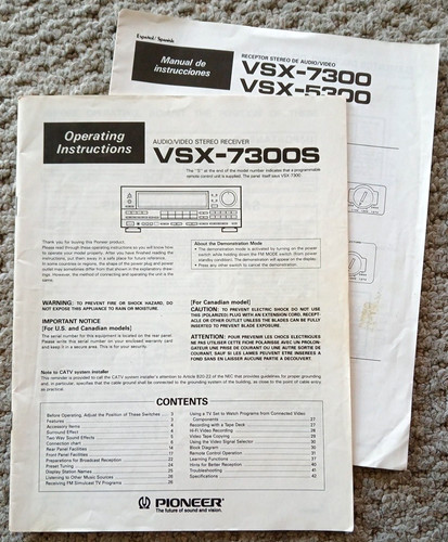 Pioneer vsx 7300 - pioneer, vsx-7300/vsx-5300